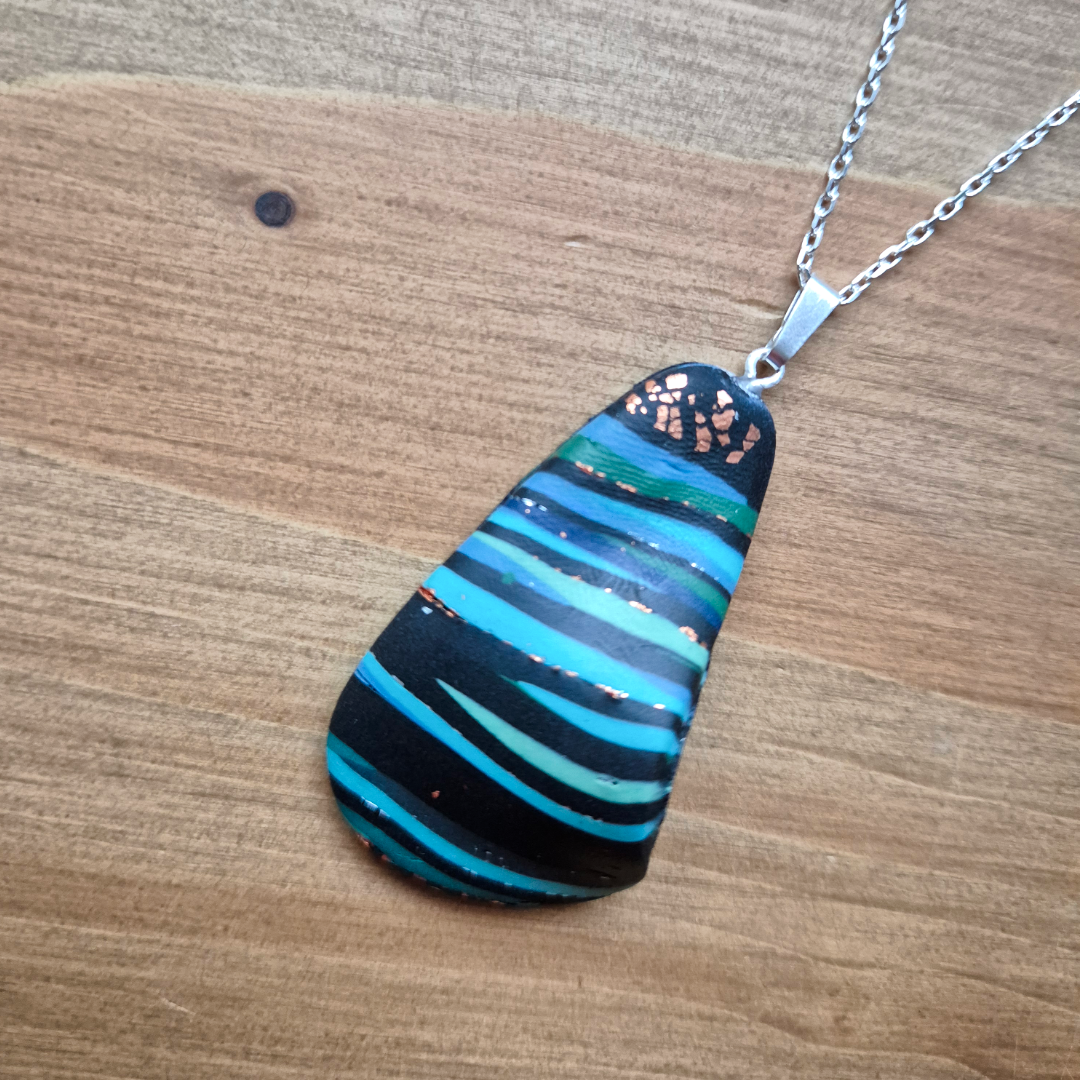 Dark River Ripple Drop: Handmade Pendant