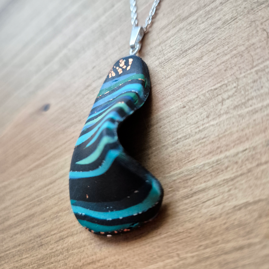 Dark River Ripple Drop: Handmade Pendant