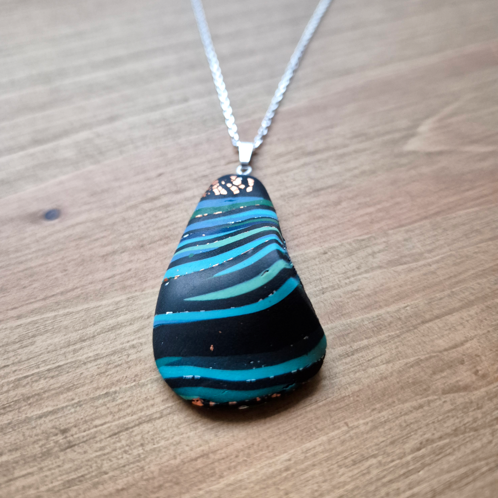 Dark River Ripple Drop: Handmade Pendant