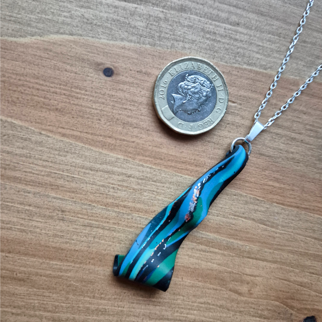 Dark River Ripple Icicle: Handmade Pendant