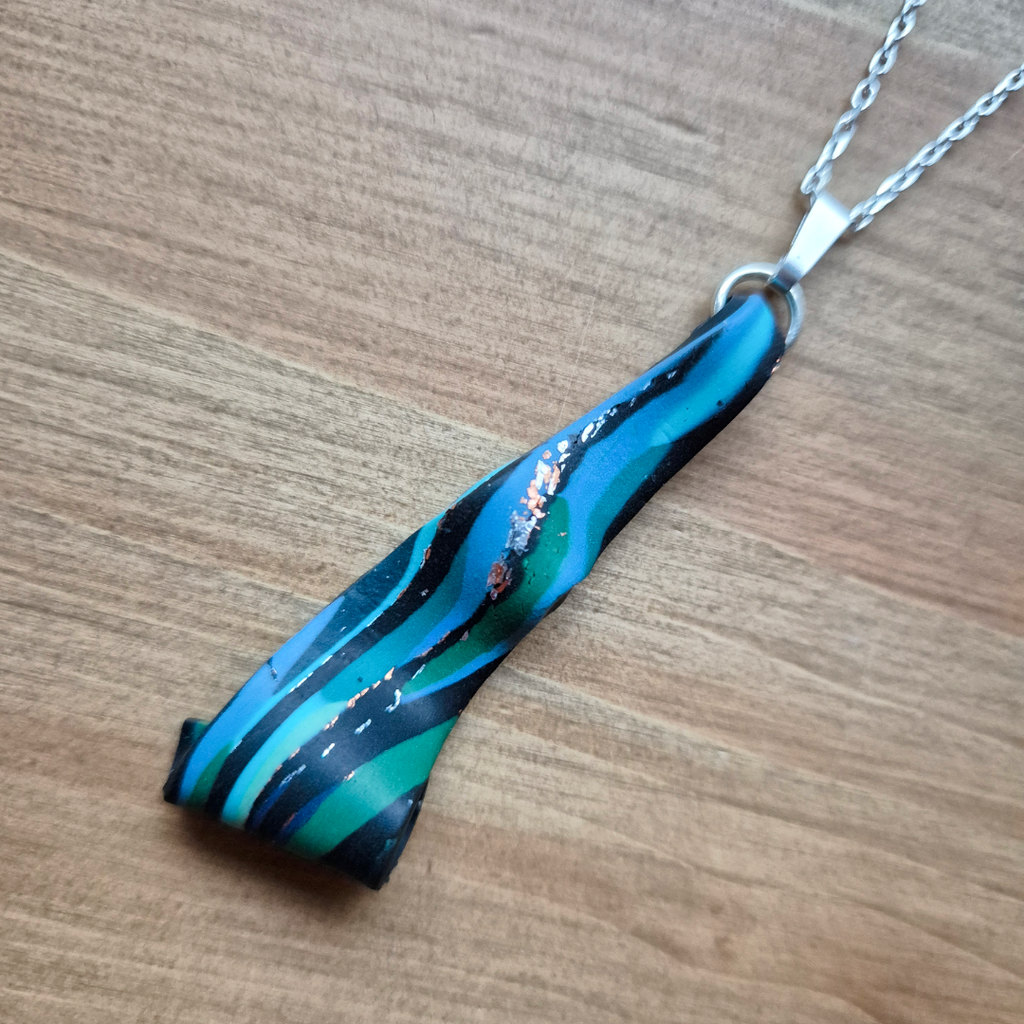 Dark River Ripple Icicle: Handmade Pendant