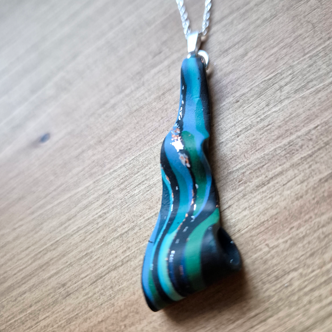 Dark River Ripple Icicle: Handmade Pendant