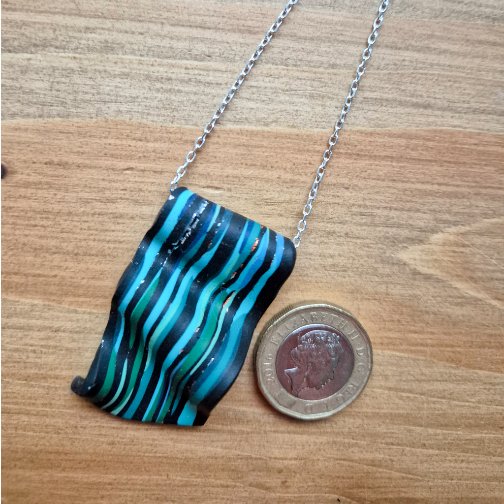 Dark River Ripple Ribbon: Handmade Pendant