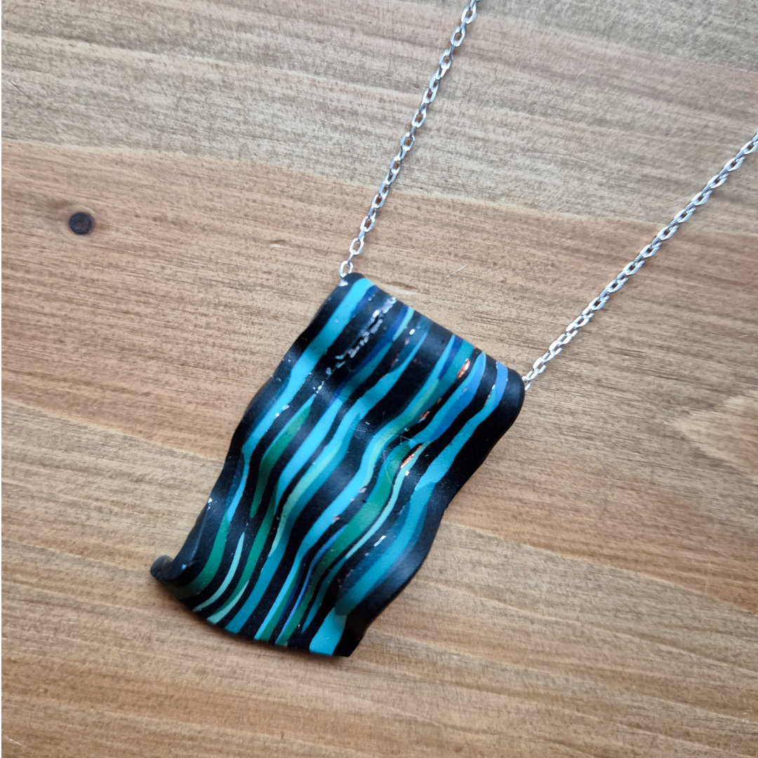Dark River Ripple Ribbon: Handmade Pendant