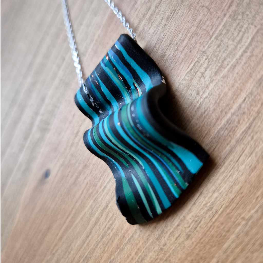 Dark River Ripple Ribbon: Handmade Pendant
