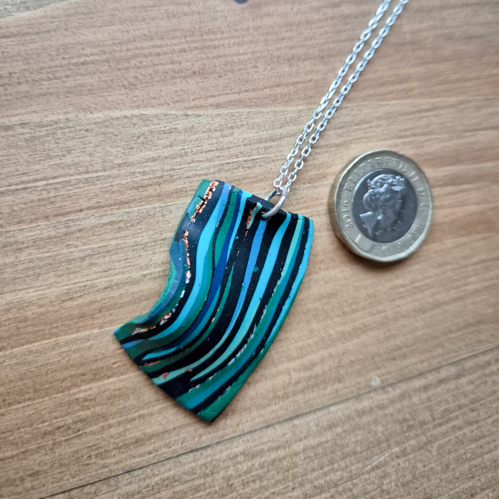Dark River Ripple Ribbon: Handmade Pendant