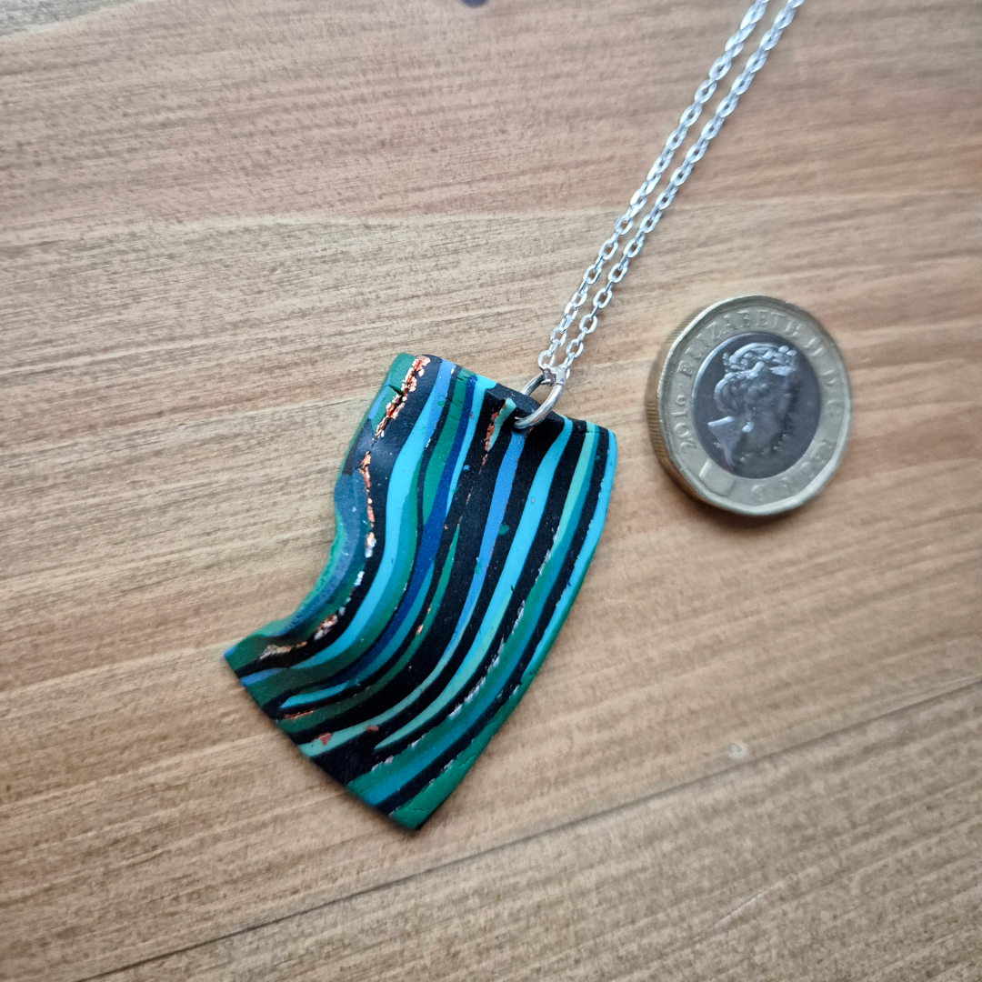 Dark River Ripple Ribbon: Handmade Pendant