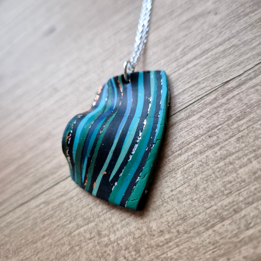 Dark River Ripple Ribbon: Handmade Pendant