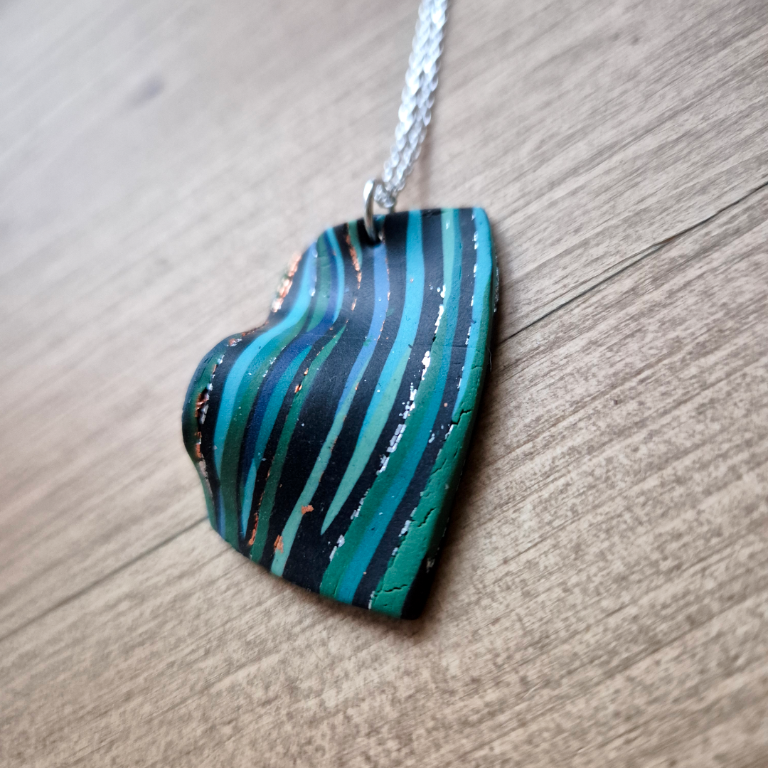 Dark River Ripple Ribbon: Handmade Pendant