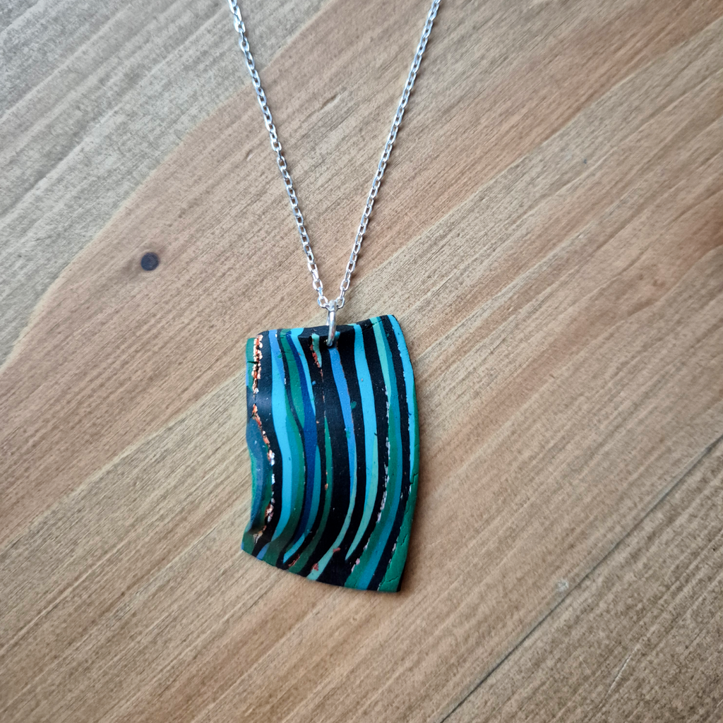 Dark River Ripple Ribbon: Handmade Pendant