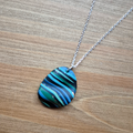 Dark River Ripple Oval: Handmade Pendant