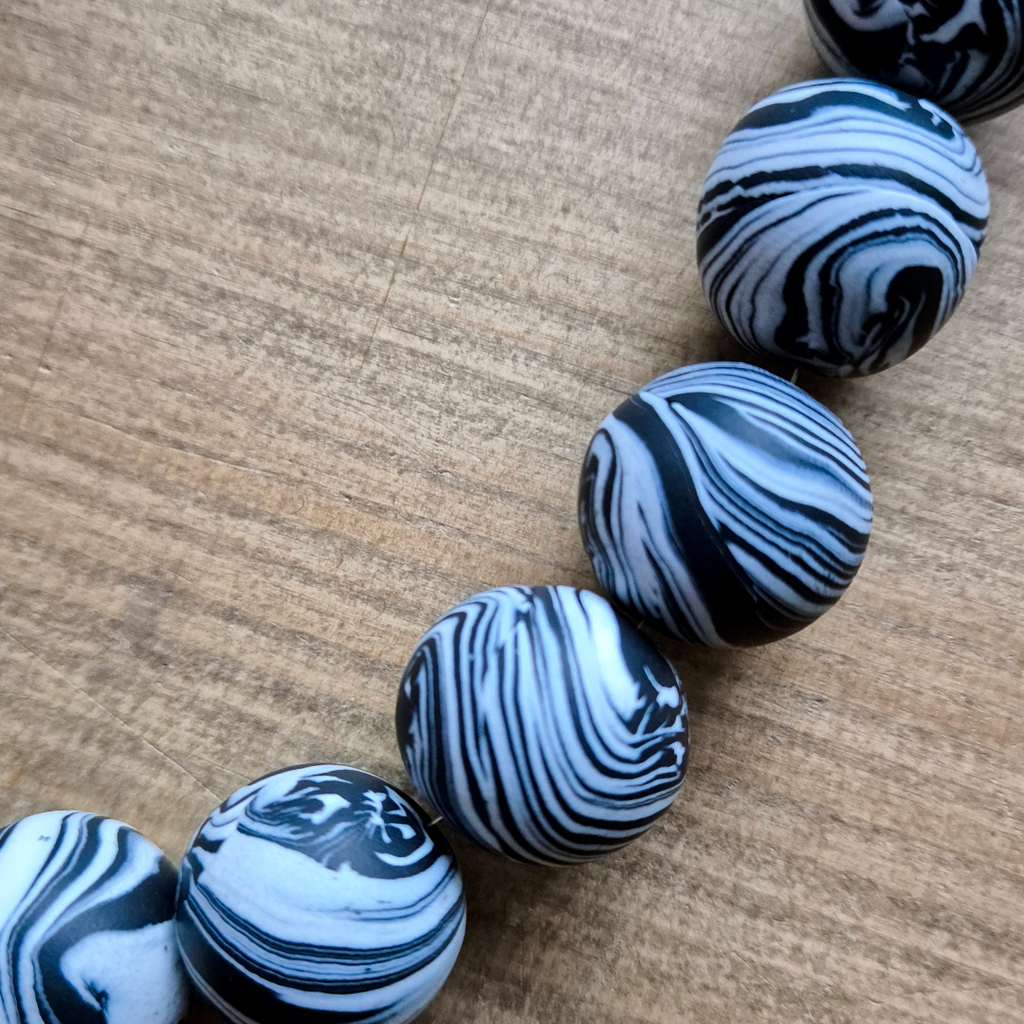 Marbleously Monochrome: Handmade Necklace 1/1
