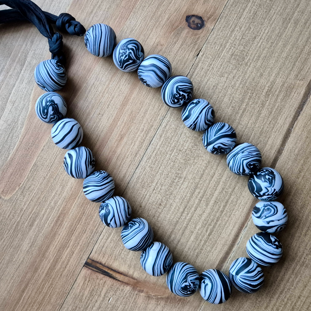 Marbleously Monochrome: Handmade Necklace 1/1