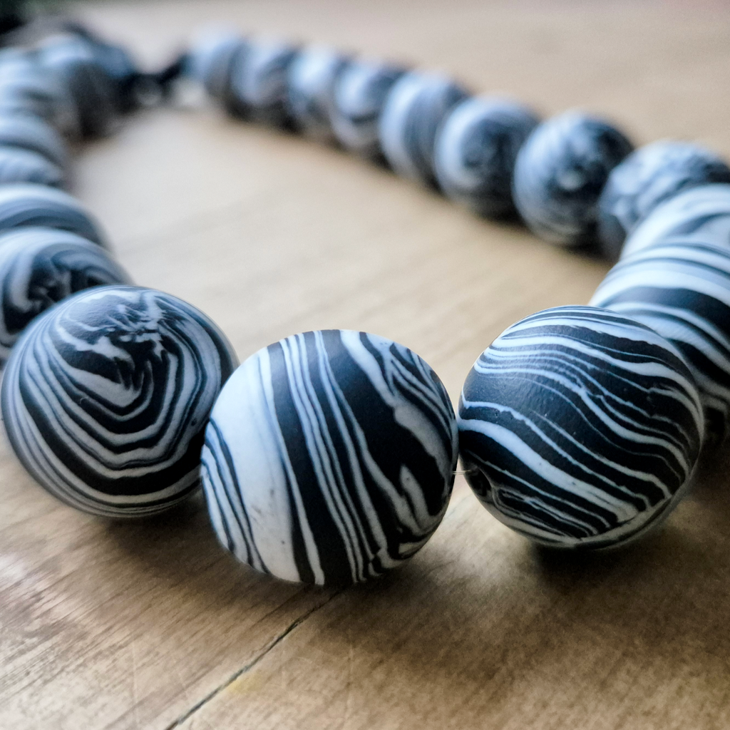 Marbleously Monochrome: Handmade Necklace 1/1